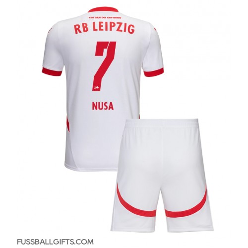 RB Leipzig Antonio Nusa #7 Fußballbekleidung Heimtrikot Kinder 2024-25 Kurzarm (+ kurze hosen)